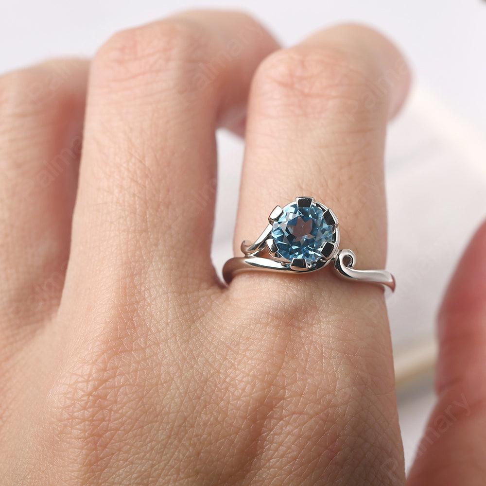Vintage Swiss Blue Topaz Engagement Ring - Palmary