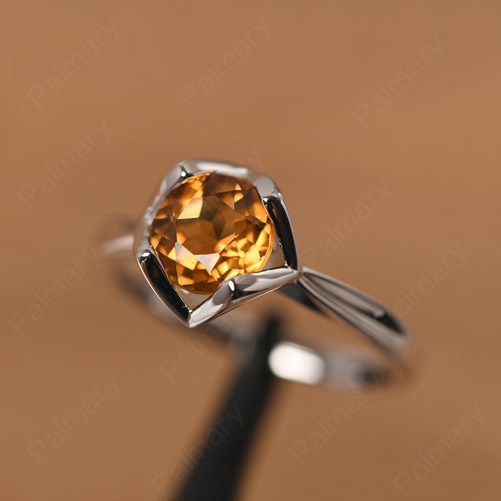 Round Cut Citrine Irregular Ring - Palmary