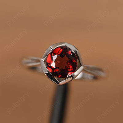 Round Cut Garnet Irregular Ring - Palmary