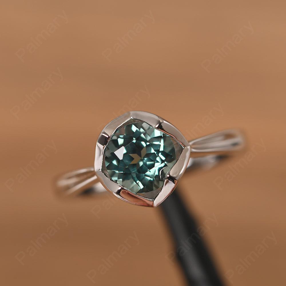 Round Cut Green Sapphire Irregular Ring - Palmary