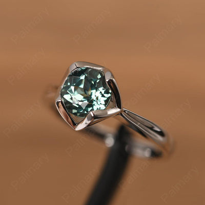 Round Cut Green Sapphire Irregular Ring - Palmary