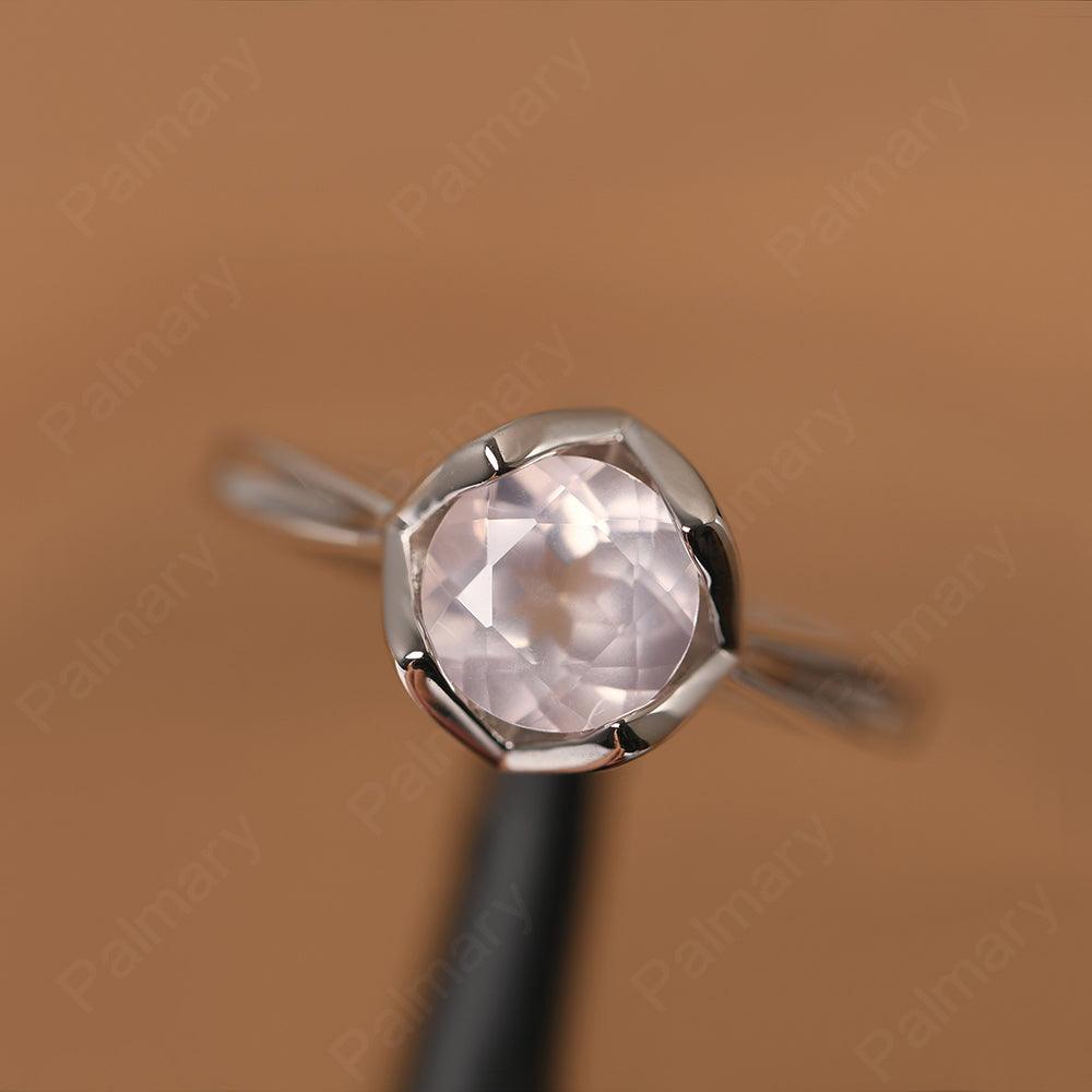 Round Cut Rose Quartz Irregular Ring - Palmary