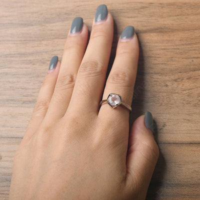 Round Cut Rose Quartz Irregular Ring - Palmary