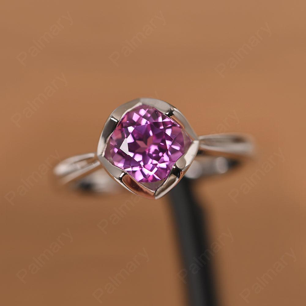 Round Cut Pink Sapphire Irregular Ring - Palmary