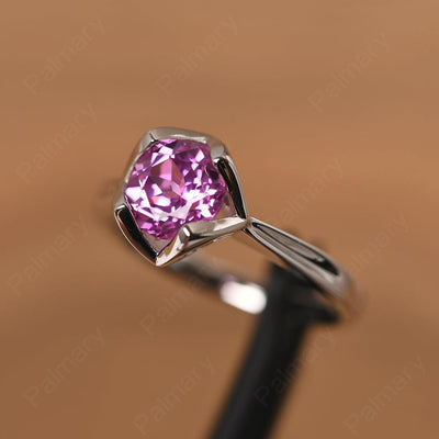 Round Cut Pink Sapphire Irregular Ring - Palmary