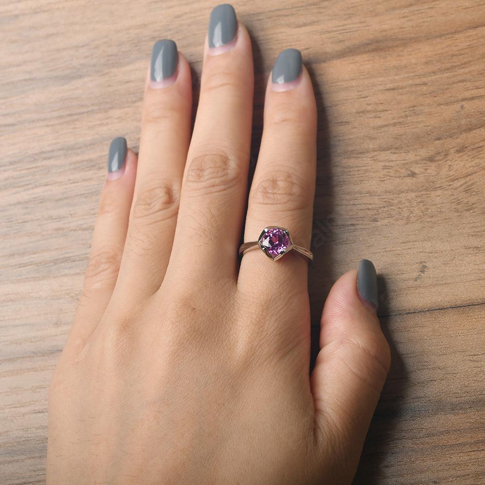 Round Cut Pink Sapphire Irregular Ring - Palmary