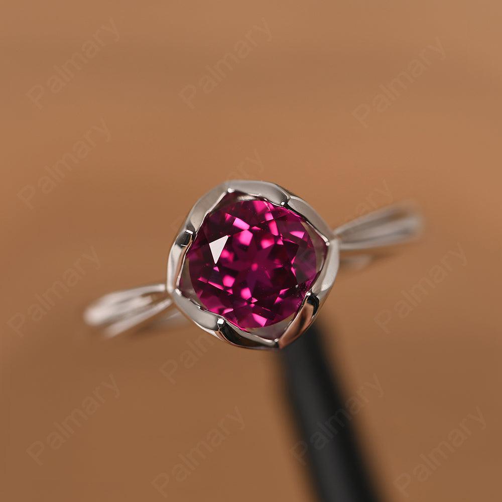 Round Cut Ruby Irregular Ring - Palmary