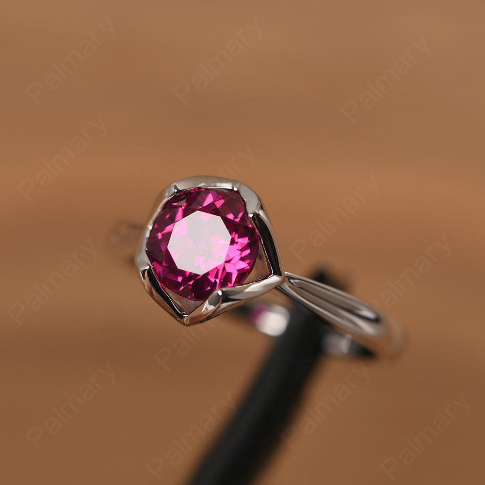 Round Cut Ruby Irregular Ring - Palmary