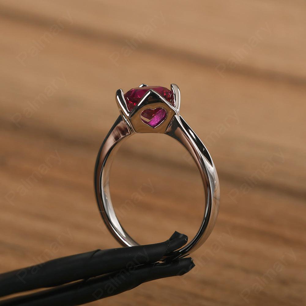Round Cut Ruby Irregular Ring - Palmary