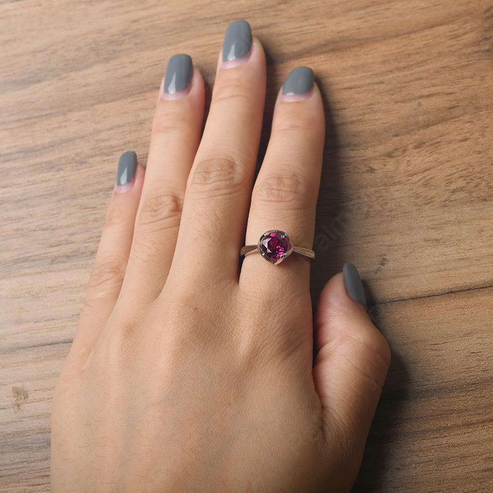 Round Cut Ruby Irregular Ring - Palmary