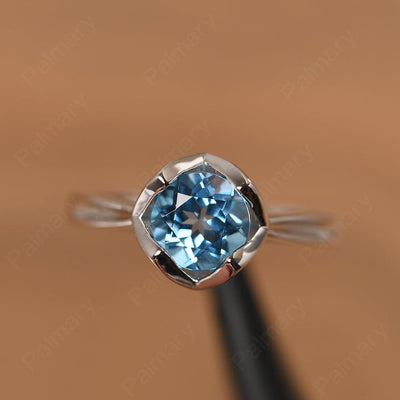 Round Cut Swiss Blue Topaz Irregular Ring - Palmary