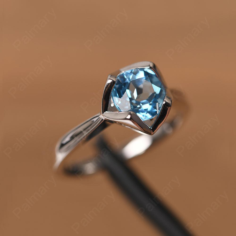 Round Cut Swiss Blue Topaz Irregular Ring - Palmary