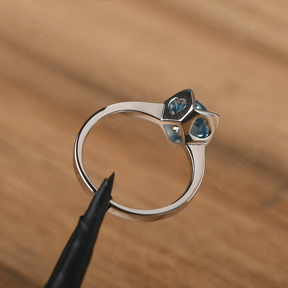Round Cut Swiss Blue Topaz Irregular Ring - Palmary