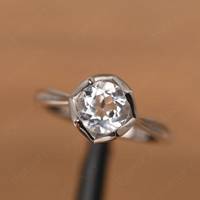Round Cut White Topaz Irregular Ring - Palmary