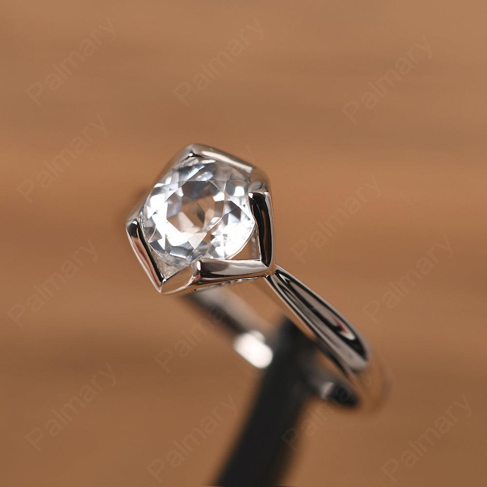 Round Cut White Topaz Irregular Ring - Palmary