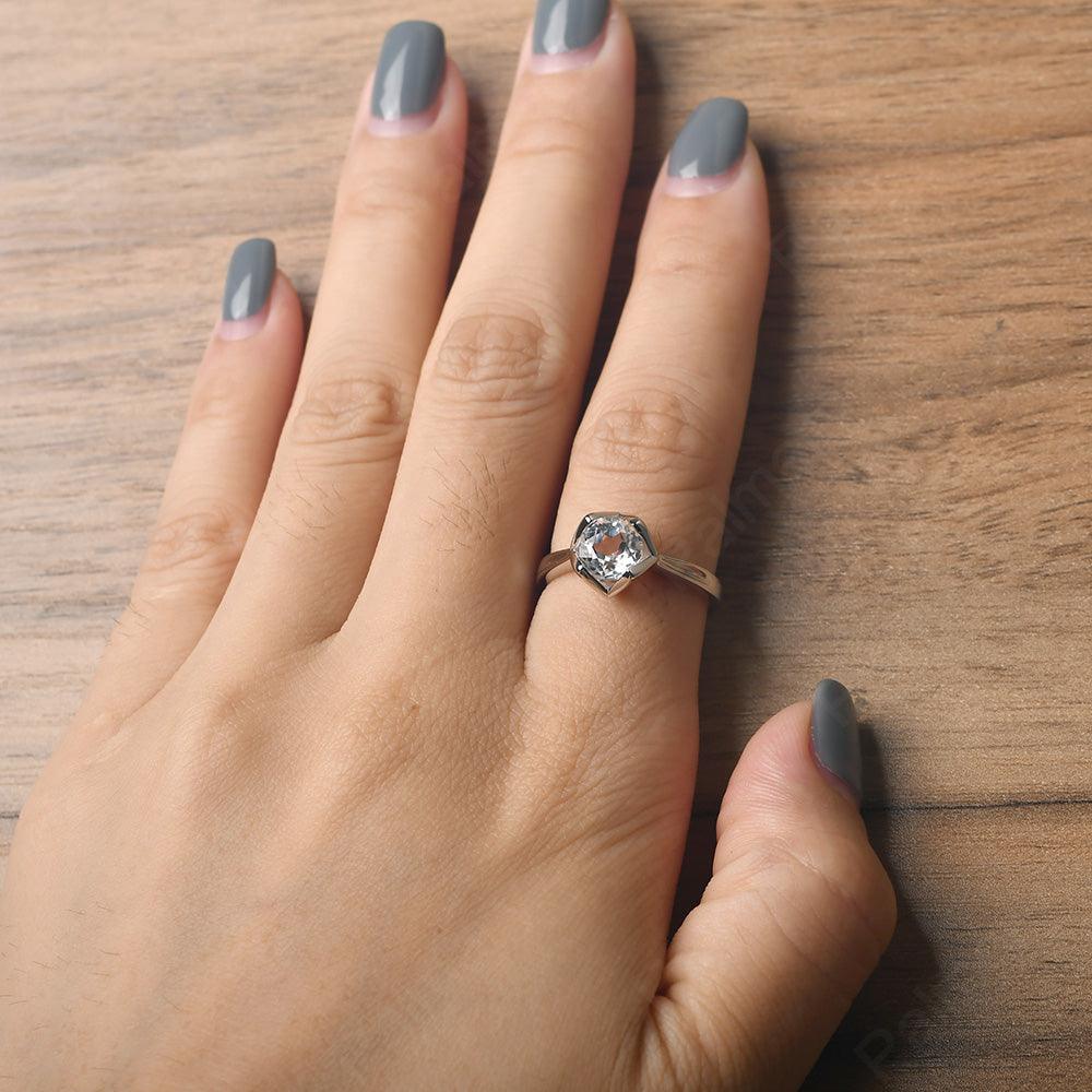 Round Cut White Topaz Irregular Ring - Palmary
