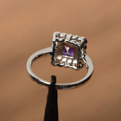 Princess Cut Amethyst Halo Engagement Rings - Palmary