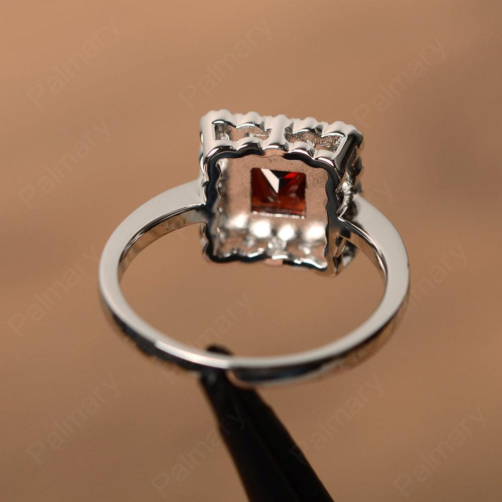 Princess Cut Garnet Halo Engagement Rings - Palmary