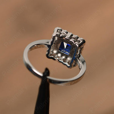 Princess Cut Sapphire Halo Engagement Rings - Palmary