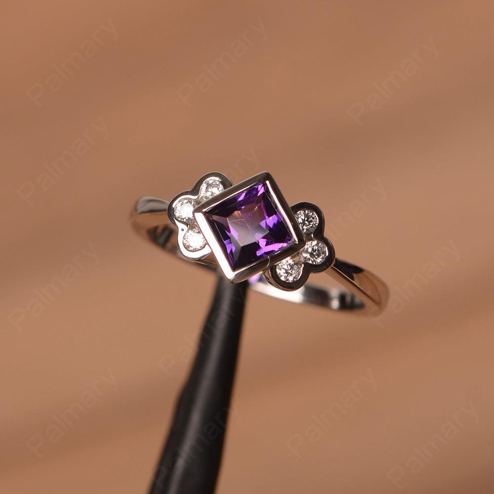 Vintage Princess Cut Amethyst Engagement Rings - Palmary