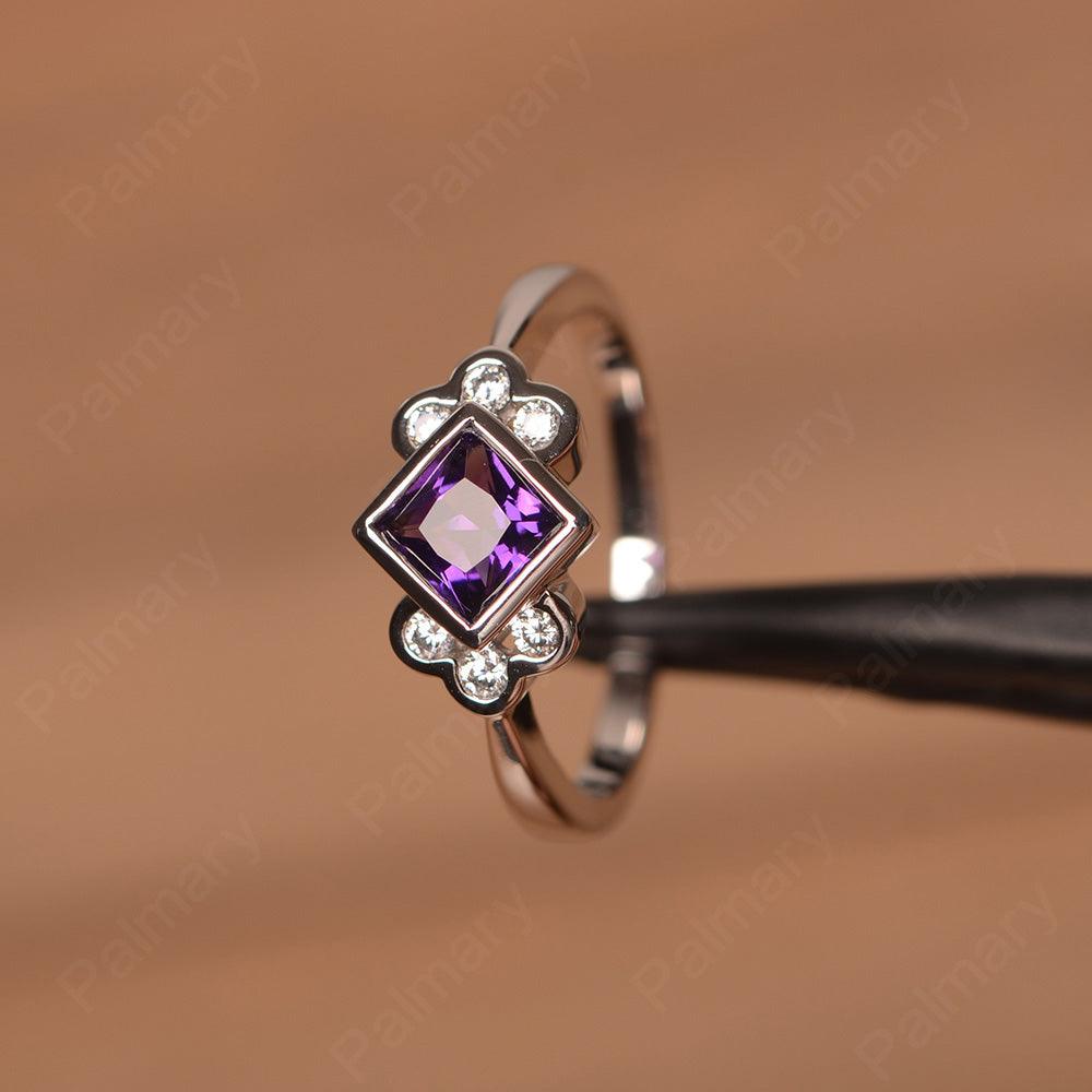 Vintage Princess Cut Amethyst Engagement Rings - Palmary