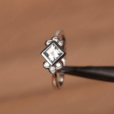 Vintage Square Cut Aquamarine Engagement Rings - Palmary