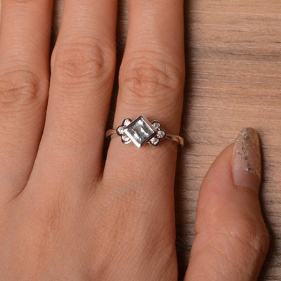 Vintage Square Cut Aquamarine Engagement Rings - Palmary