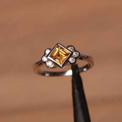 Vintage Square Cut Citrine Engagement Rings - Palmary