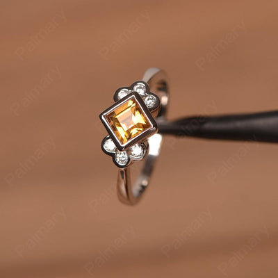 Vintage Square Cut Citrine Engagement Rings - Palmary