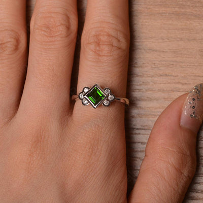 Vintage Square Cut Diopside Engagement Rings - Palmary