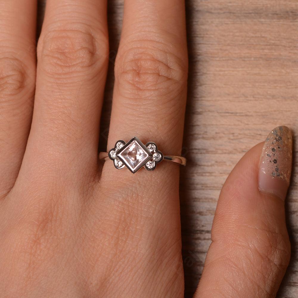 Vintage Princess Cut Morganite Engagement Rings - Palmary