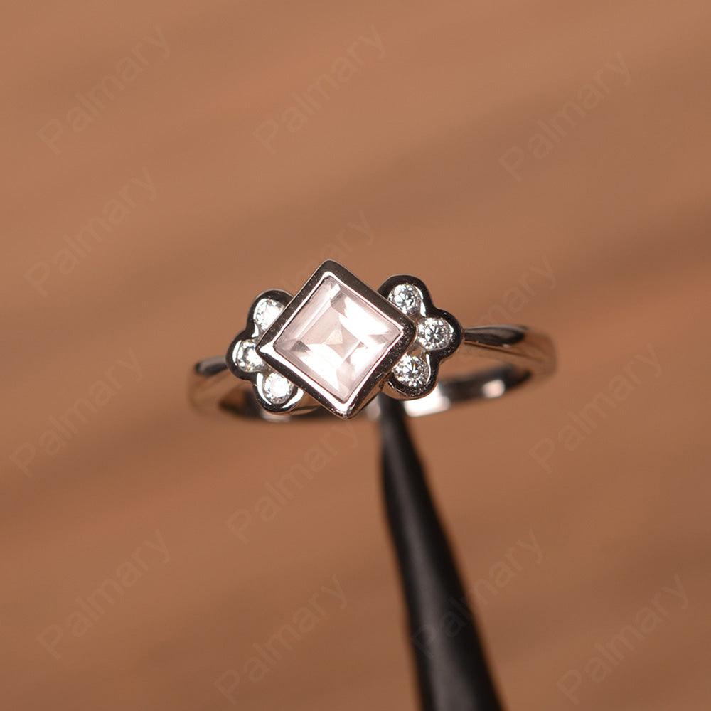 Vintage Square Cut Rose Quartz Engagement Rings - Palmary