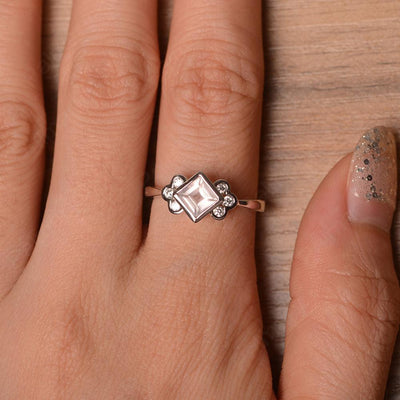 Vintage Square Cut Rose Quartz Engagement Rings - Palmary