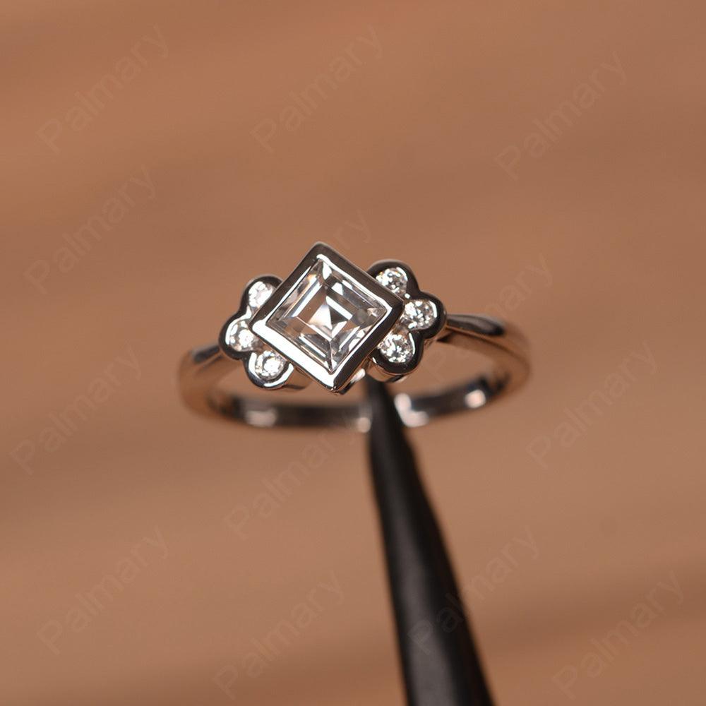 Vintage Square Cut White Topaz Engagement Rings - Palmary