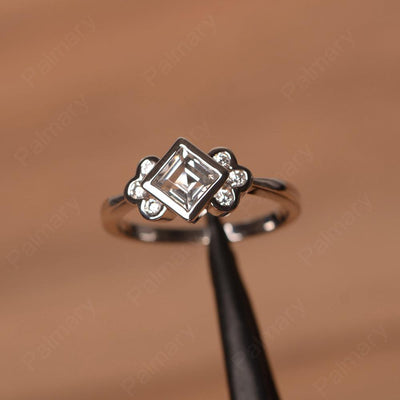 Vintage Square Cut White Topaz Engagement Rings - Palmary