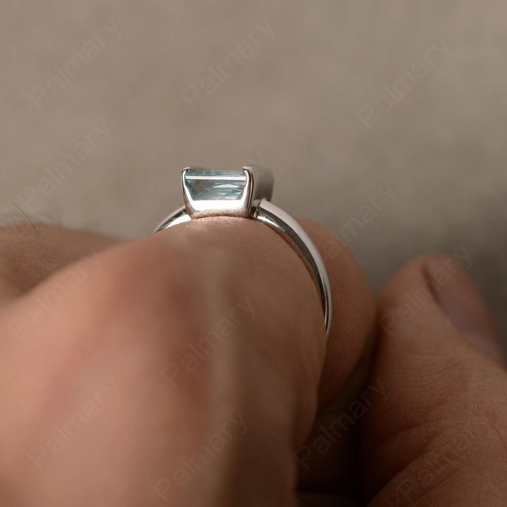 Minimalism Aquamarine Solitaire Rings - Palmary