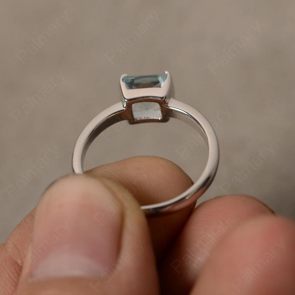 Minimalism Aquamarine Solitaire Rings - Palmary