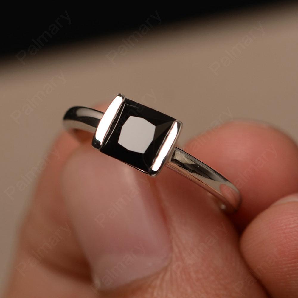 Minimalism Black Spinel Solitaire Rings - Palmary