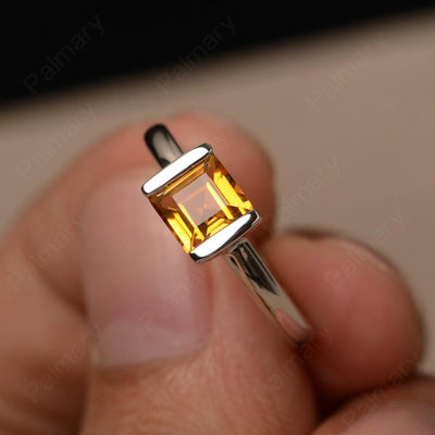 Minimalism Citrine Solitaire Rings - Palmary