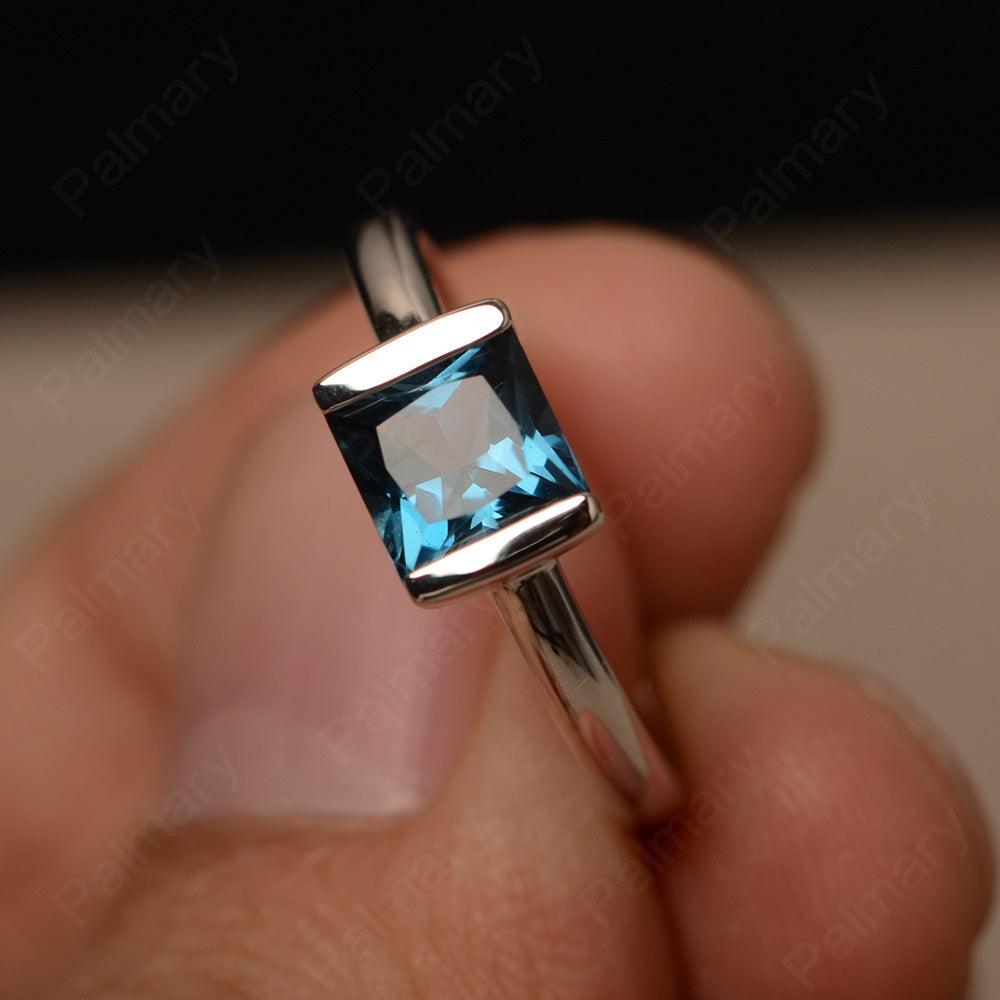 Minimalism London Blue Topaz Solitaire Rings - Palmary