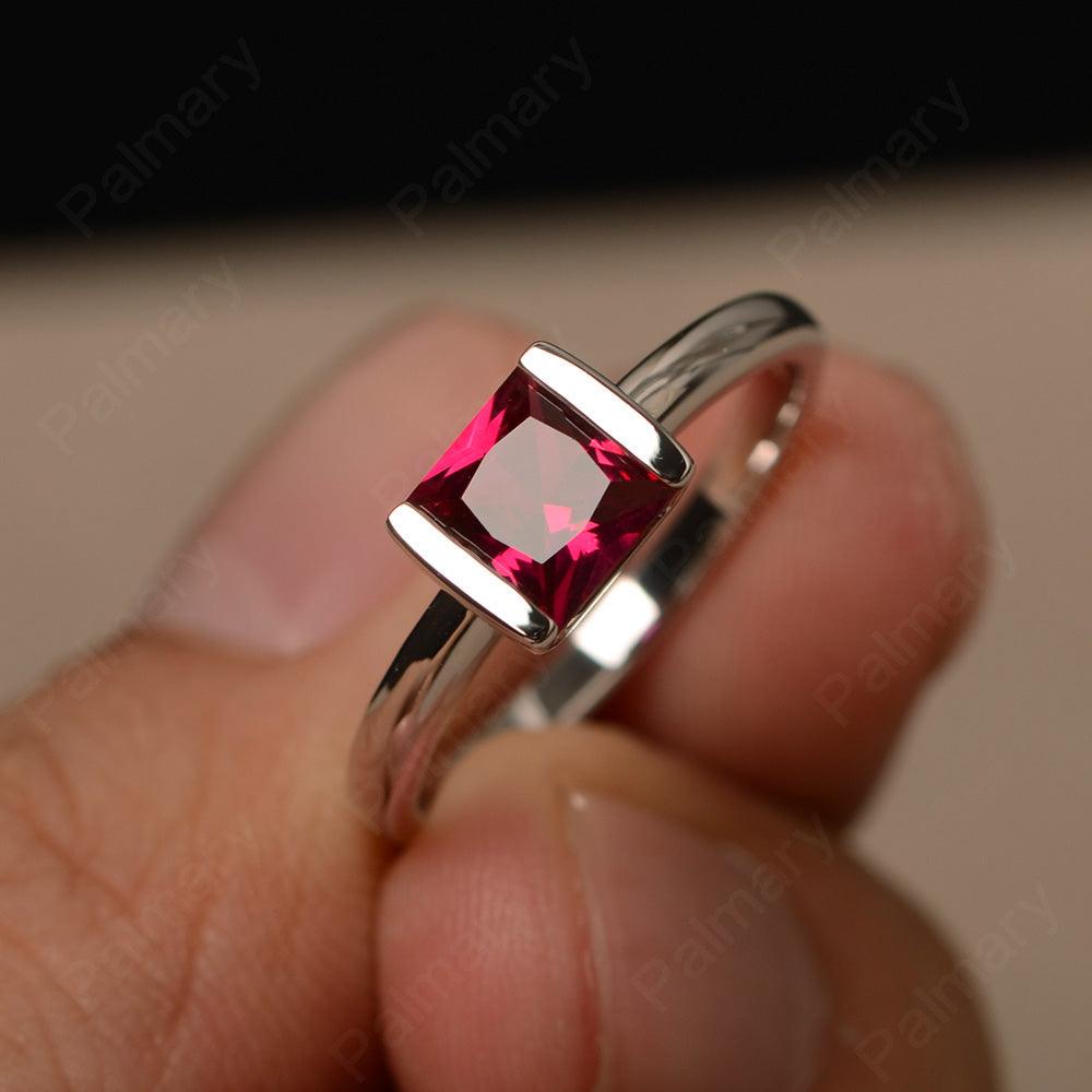 Minimalism Ruby Solitaire Rings - Palmary