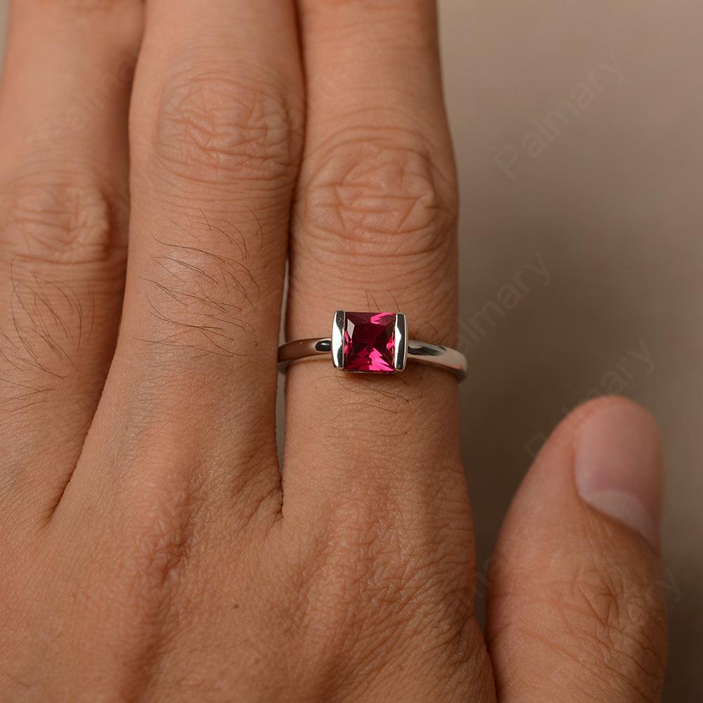 Minimalism Ruby Solitaire Rings - Palmary