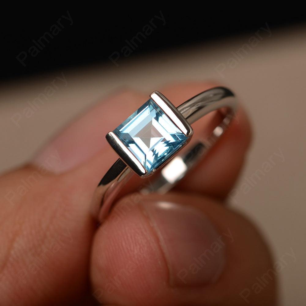 Minimalism Swiss Blue Topaz Solitaire Rings - Palmary