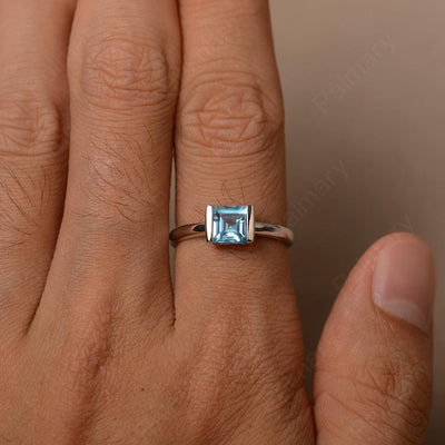 Minimalism Swiss Blue Topaz Solitaire Rings - Palmary