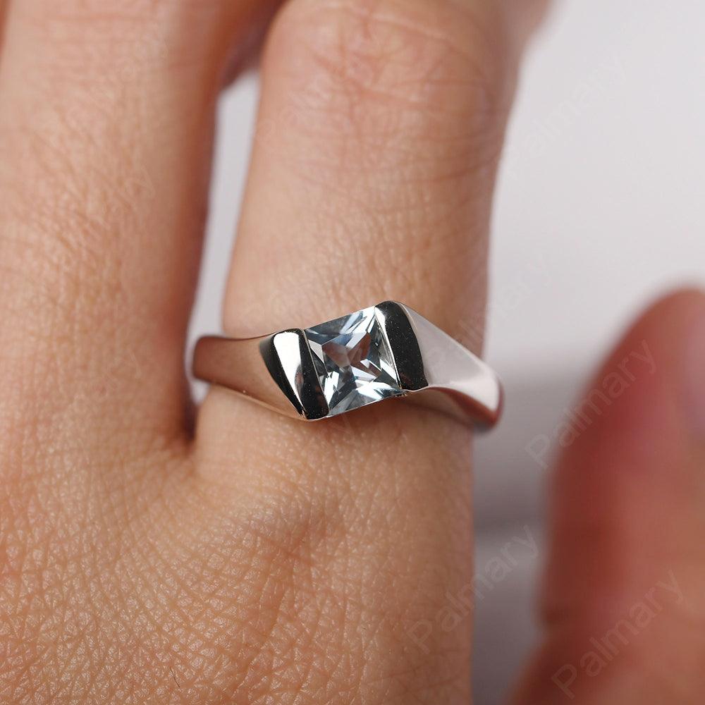 Princess Aquamarine Ring For Men - Palmary