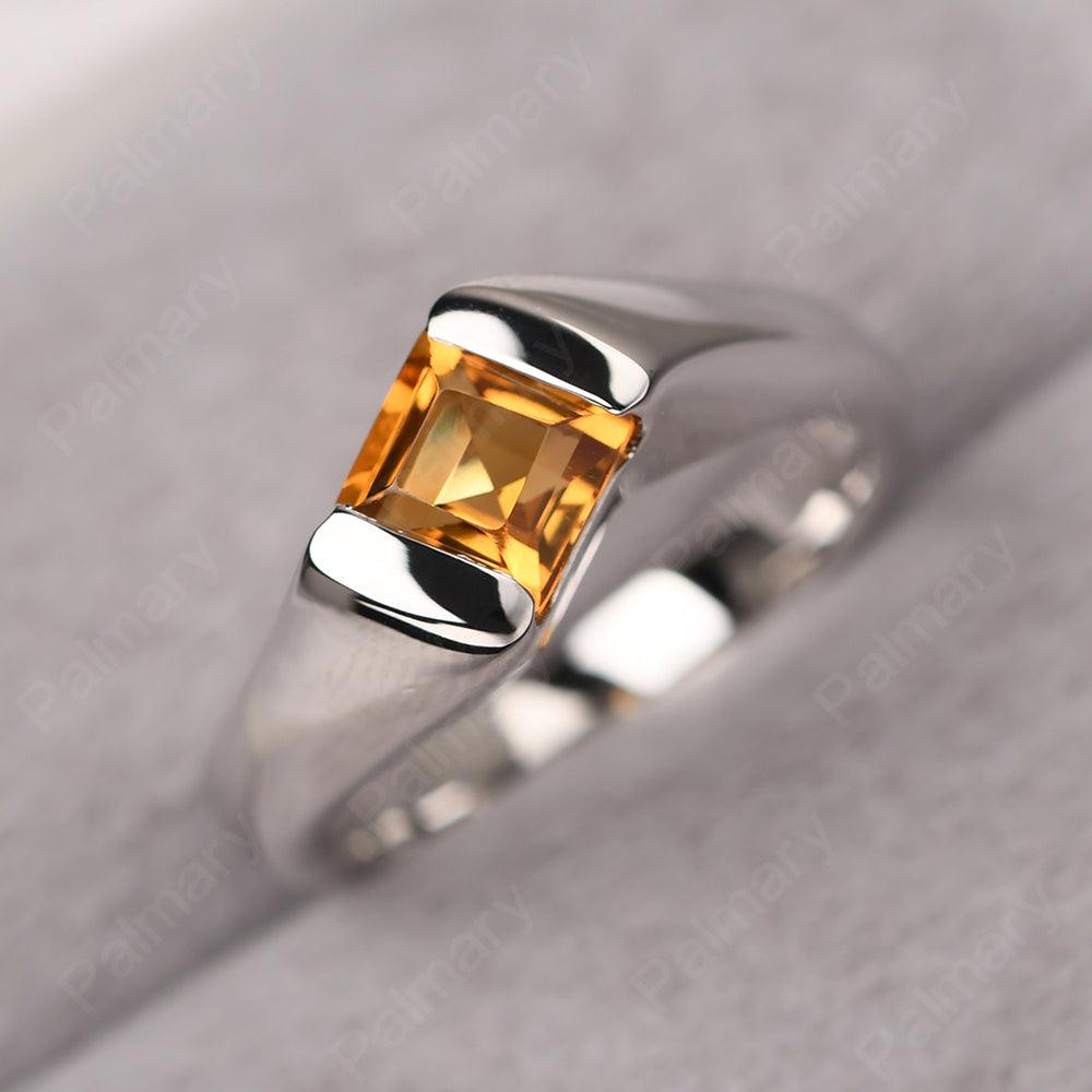 Square Citrine Ring For Men - Palmary