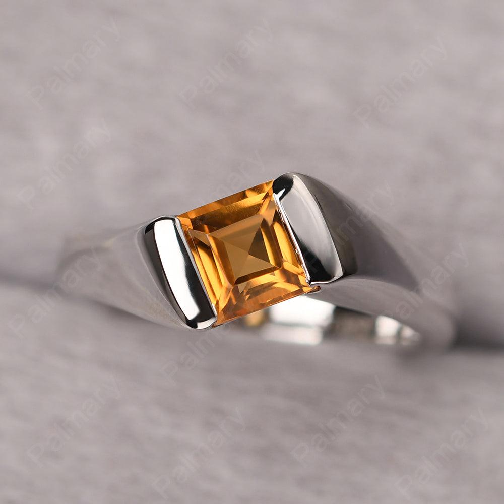 Square Citrine Ring For Men - Palmary