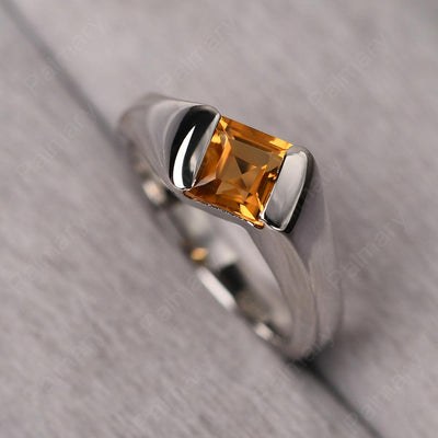 Square Citrine Ring For Men - Palmary