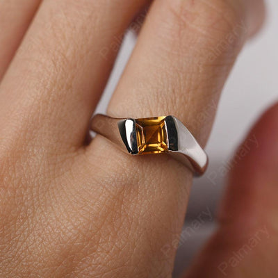 Square Citrine Ring For Men - Palmary