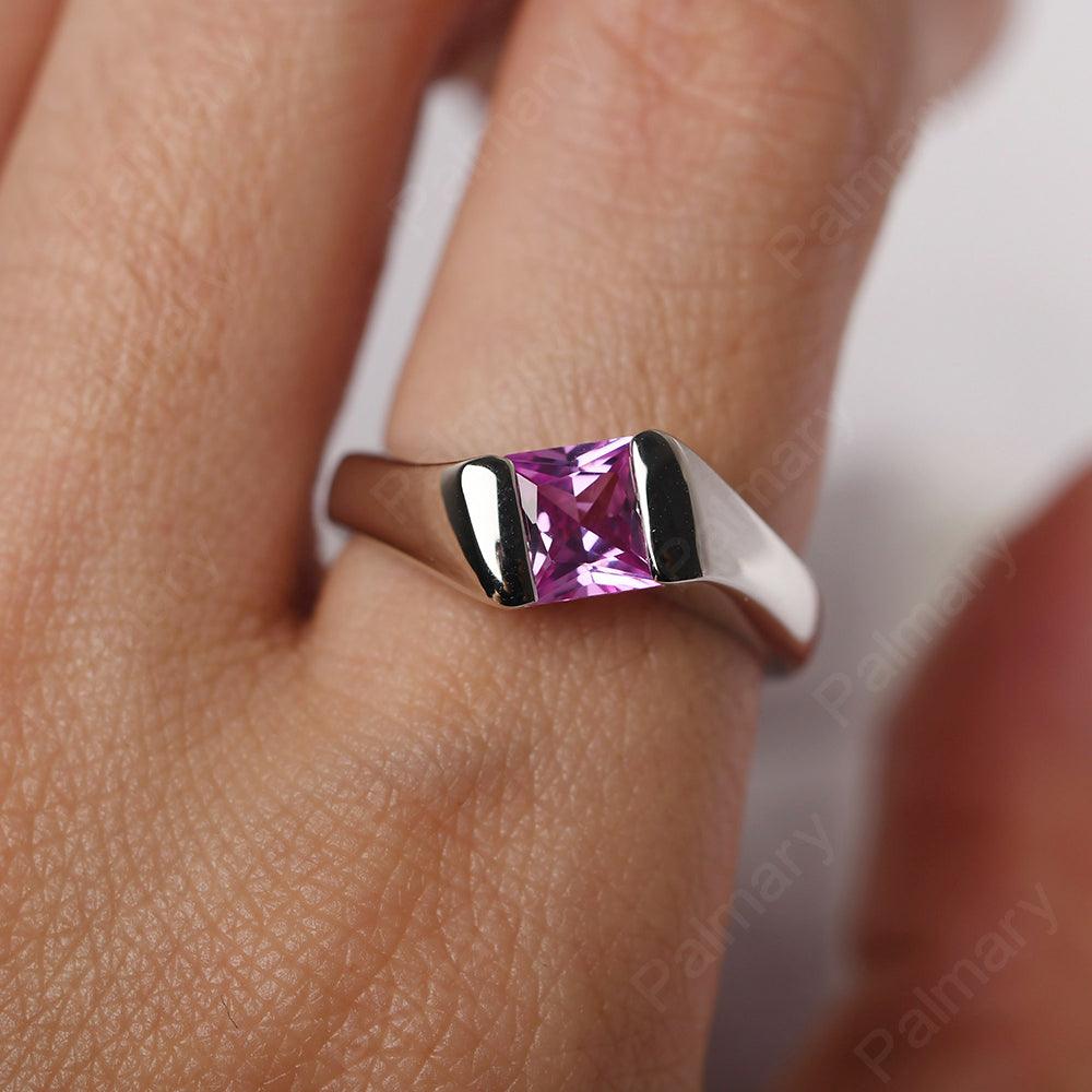 Princess Pink Sapphire Ring For Men - Palmary
